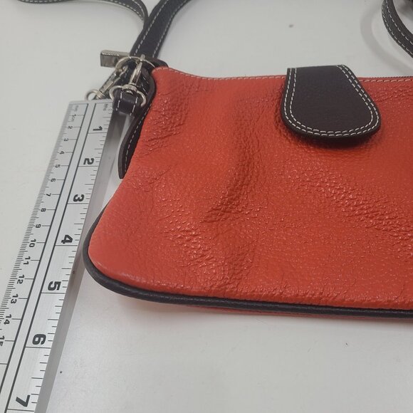 Zagara made in Italy Women's Leather Crossbody Purse Bag Orange One Size Snap Fr - Picture 3 of 11